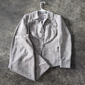 Vintage 70s Stonefield Tweed Blazer Skirt Suit Womens S Tan 2 Piece Jacket Coat